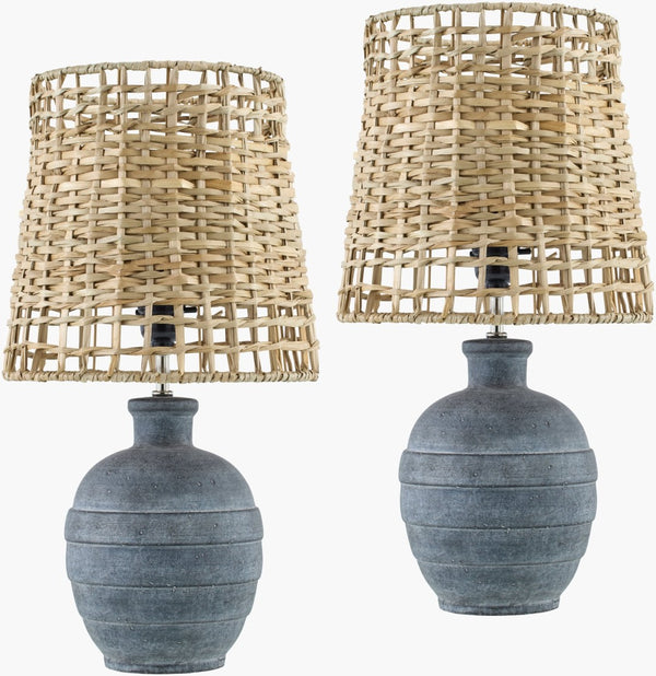 Livabliss Nightbloom Ceramic Base Table Lamp with Seagrass Shade for Ambient Bedroom Glow NBM002-SET