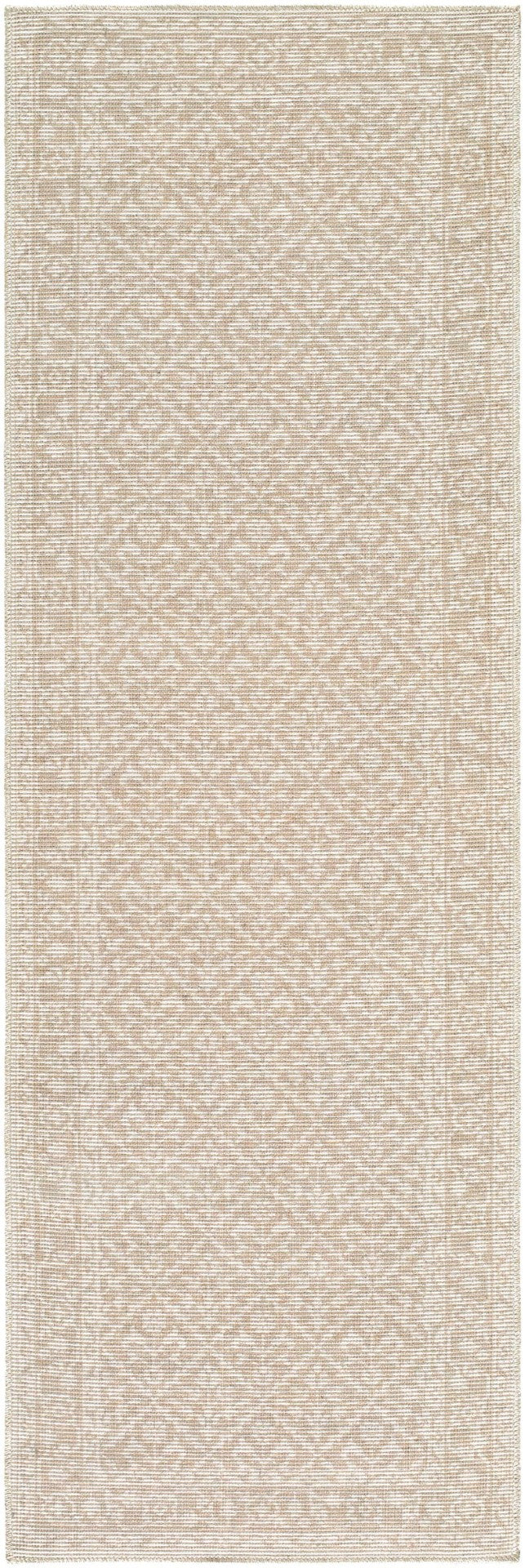 Livabliss Maan Turkish Woven Jute Polyester Accent Rug Traditional Motif for Entryways Oatmeal, White 2'7" x 7'10" NBMA2300-27710