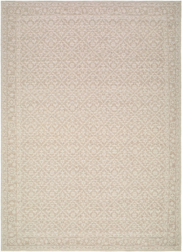 Livabliss Maan Turkish Woven Jute Polyester Accent Rug Traditional Motif for Entryways Oatmeal, White 6'7" x 9' NBMA2300-679
