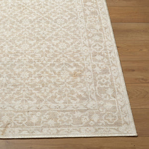 Livabliss Maan Turkish Woven Jute Polyester Accent Rug Traditional Motif for Entryways Oatmeal, White 6'7" x 9' NBMA2300-679