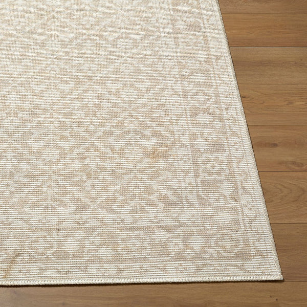 Livabliss Maan Turkish Woven Jute Polyester Accent Rug Traditional Motif for Entryways Oatmeal, White 6'7" x 9' NBMA2300-679
