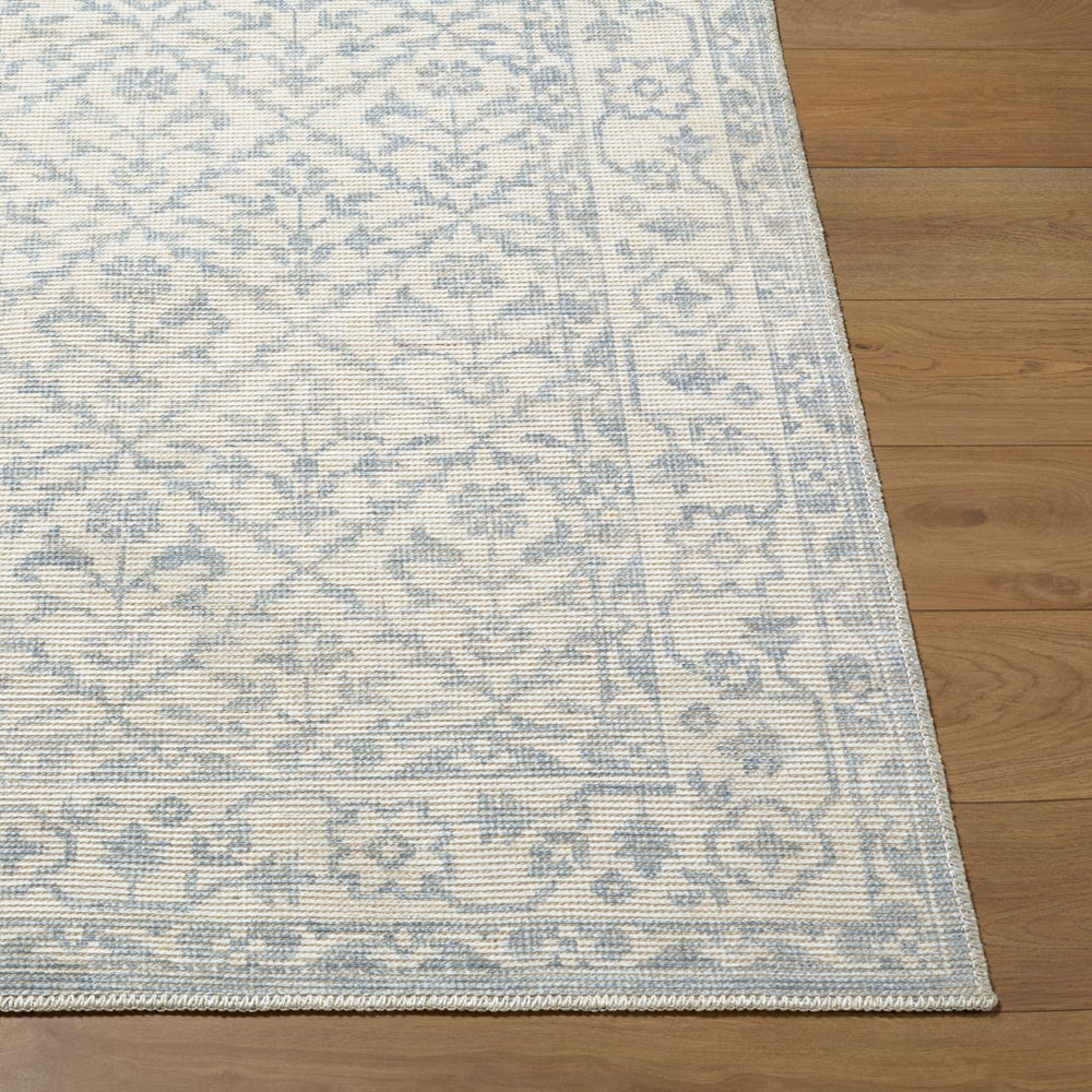 Livabliss Maan Traditional Jute Polyester Woven Accent Rug for Entryways and Bedroom Floors Sky Blue, White 2' x 2'11" NBMA2302-2211