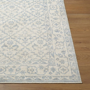 Livabliss Maan Traditional Jute Polyester Woven Accent Rug for Entryways and Bedroom Floors Sky Blue, White 2' x 2'11" NBMA2302-2211