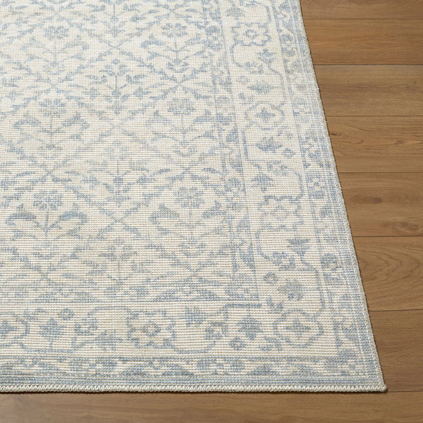 Livabliss Maan Traditional Jute Polyester Woven Accent Rug for Entryways and Bedroom Floors Sky Blue, White 2' x 2'11" NBMA2302-2211