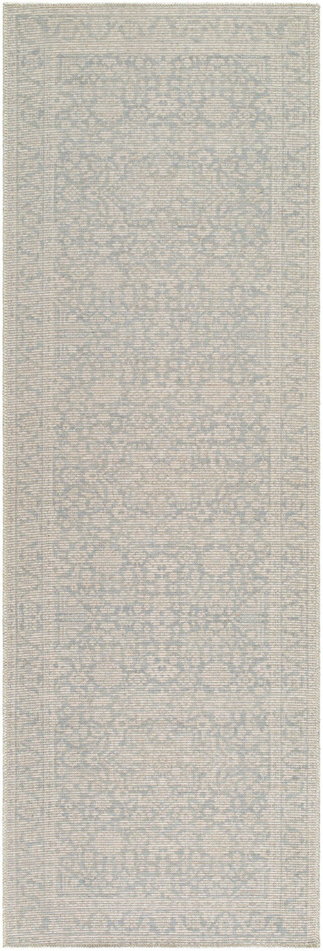Livabliss Maan Turkish Woven Polyester Jute Accent Rug Low Pile Entryway and Side Table Layer Sky Blue, White 2'7" x 7'10" NBMA2304-27710