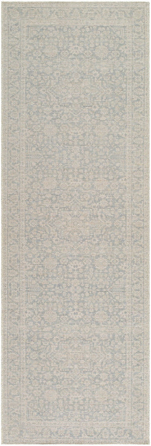 Livabliss Maan Turkish Woven Polyester Jute Accent Rug Low Pile Entryway and Side Table Layer Sky Blue, White 2'7" x 7'10" NBMA2304-27710