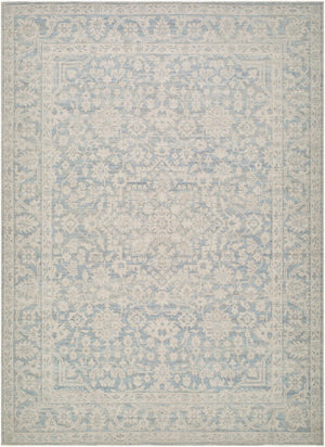 Livabliss Maan Turkish Woven Polyester Jute Accent Rug Low Pile Entryway and Side Table Layer Sky Blue, White 7'10" x 10' NBMA2304-71010