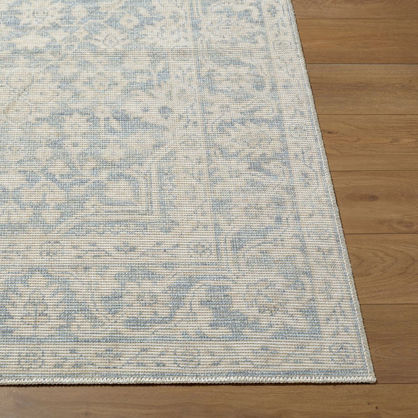 Livabliss Maan Turkish Woven Polyester Jute Accent Rug Low Pile Entryway and Side Table Layer Sky Blue, White 7'10" x 10' NBMA2304-71010