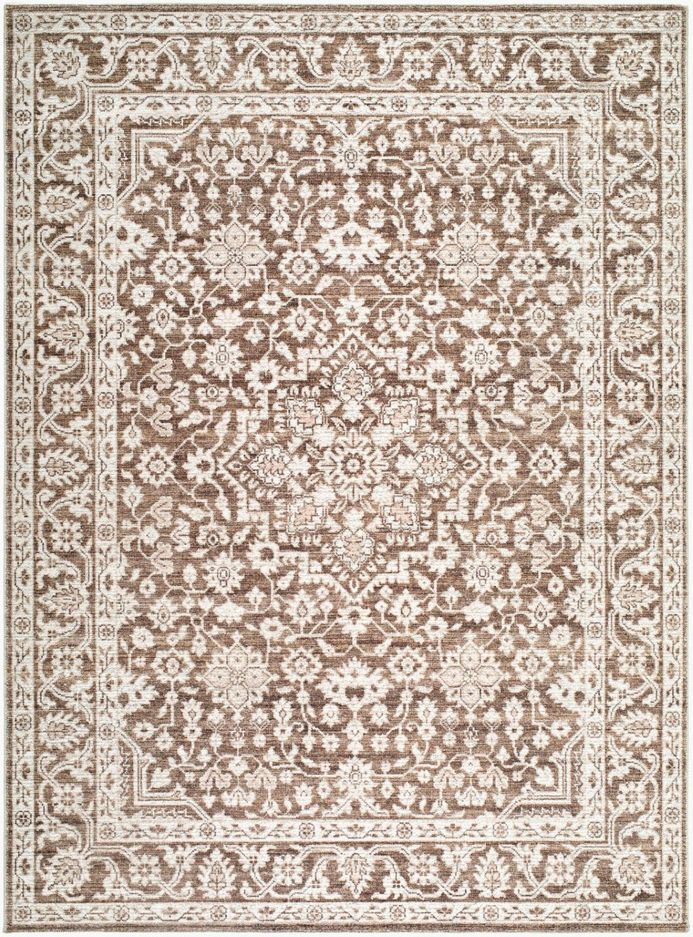 Livabliss Maan Machine Woven Polyester Jute Blend Accent Rug for Entryways and High Traffic Spaces Dark Brown, Oat 5'2" x 7' NBMA2306-527