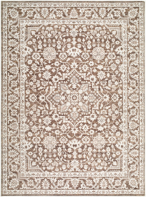 Livabliss Maan Machine Woven Polyester Jute Blend Accent Rug for Entryways and High Traffic Spaces Dark Brown, Oat 5'2" x 7' NBMA2306-527