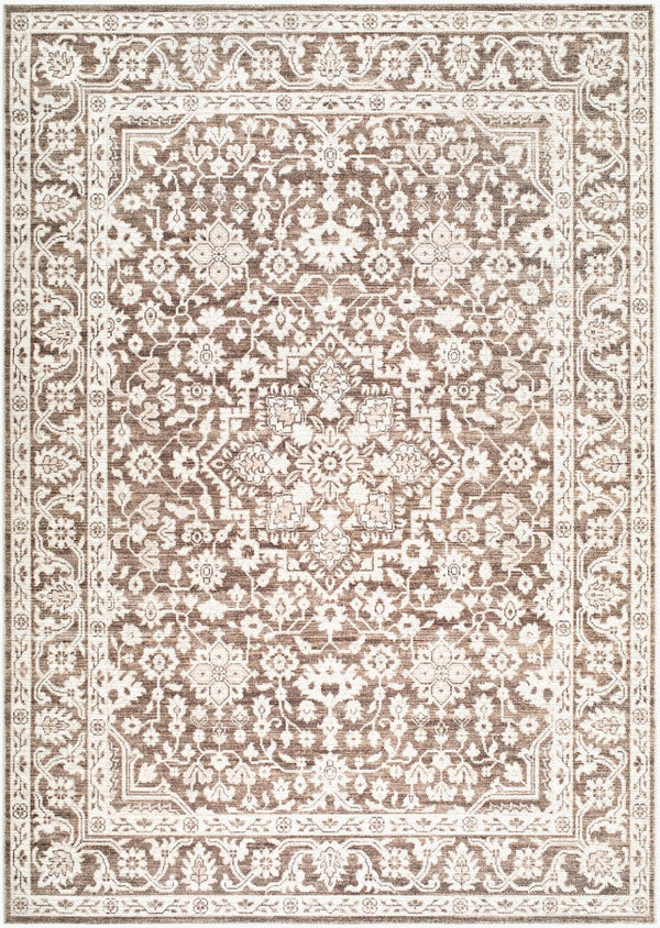 Livabliss Maan Machine Woven Polyester Jute Blend Accent Rug for Entryways and High Traffic Spaces Dark Brown, Oat 6'6" x 9' NBMA2306-669