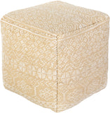 Nobel NBPF-002 18"H x 18"W x 18"D Pouf NBPF002-181818  Light Beige, Off-White Surya