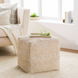 Nobel NBPF-002 18"H x 18"W x 18"D Pouf NBPF002-181818  Light Beige, Off-White Surya