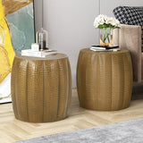 Christopher Knight Home® Gold Hammered End Tables - Set of 2: Iron Pumpkin Design | Lightweight & Stylish