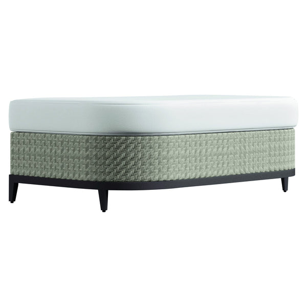 Bernhardt Bernhardt Captiva Oval Outdoor Ottoman — Herringbone Wicker, Plush Faux-Down Cushion, Weather-Resistant Comfort - Made to Order OP1100C