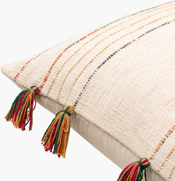 Surya Newburgh Global-style 18"X18" Woven Cotton Accent Pillow Cover For Chic Home Decor Upgrade Ivory Cotton,Cotton Nbu001-2222p