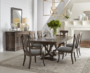 A.R.T. Furniture Landmark Splat Back Arm Chair - Elegant Traditional Design In Smoked Tenebre With Comfortable Upholstery - Set Of 2 Brown, Grey Material, Hickory And Oak Veneers 256203-2316