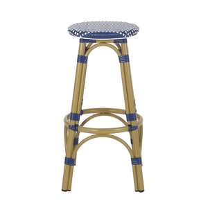 English Elm Outdoor Tropical Pe Rattan Backless Barstools Aluminum Frame Poolside Set of 2 72607.00