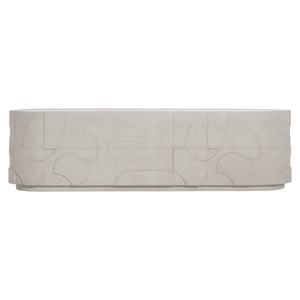 Bernhardt Bernhardt Sculptural Zina Cocktail Table In Stonecast With Carved Texture, Plinth Base & Casters 309023