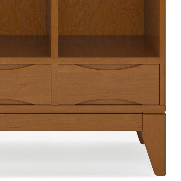 English Elm Harper Cube Storage Unit With Drawers - Versatile Mid-Century Modern Design In Teak Brown Finish B136P158713