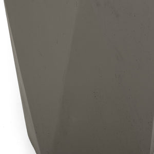 English Elm Christopher Knight Home® - APOLLO geometric concrete side table with gem-cut pentagon base, durable modern outdoor accent piece Light Gray 67525.00LGRY