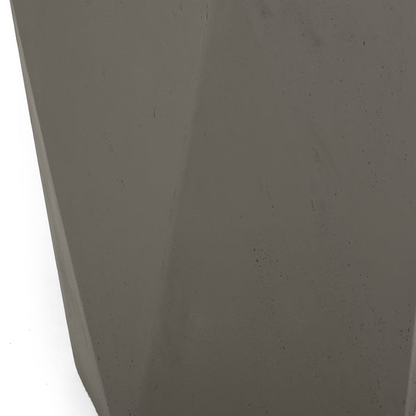 English Elm Christopher Knight Home® - APOLLO geometric concrete side table with gem-cut pentagon base, durable modern outdoor accent piece Light Gray 67525.00LGRY