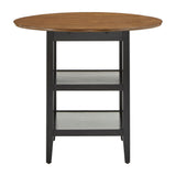 Homelegance By Top-Line Theordore Antique Finish 2 Side Drop Leaf Round Counter Height Table Black Rubberwood