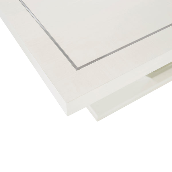 Bernhardt Bernhardt Silhouette Rectangular Dining Table — Eggshelled Hollywood Regency With Stainless Inlay & 20" Leaf Expansion K1581