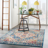 Nourison Passion PSN23 Machine Made Power-loomed Ornamental Border Indoor Only Bohemian Vintage Rug Ivory,Light Blue, Ivory Light Blue 100% Polypropylene 99446734945