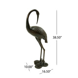 Christopher Knight Home® - Noble House - Scarlet Outdoor 39 Inch Cast Aluminum Crane Statue, Dark Bronze