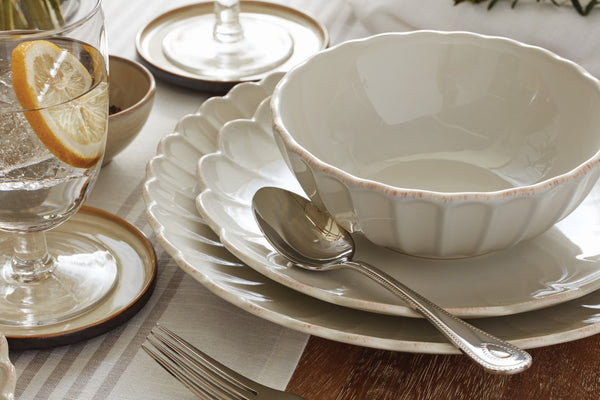 Lenox French Perle Scallop 12-Piece Dinnerware Set White, WHITE STONEWARE 893471