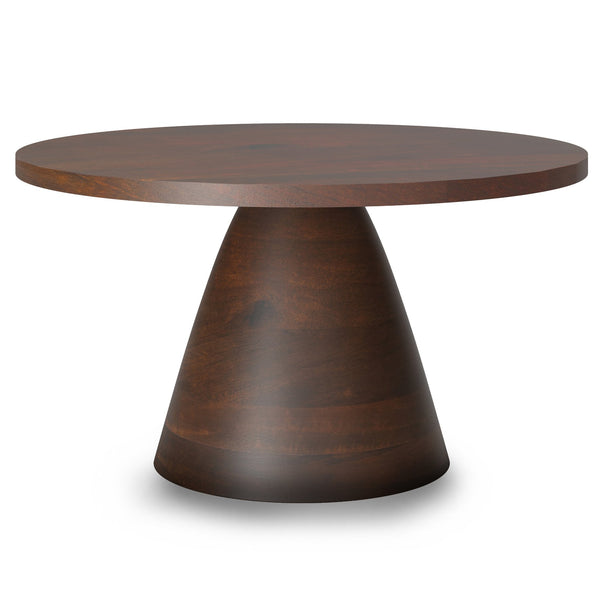 English Elm Winnie Modern 30" Solid Acacia Round Pedestal Coffee Table in Walnut Brown — Handcrafted, Durable Finish B136P159657