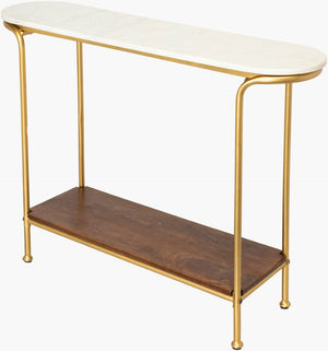 Livabliss Nicola Marble Top Console Table Handcrafted Metal Wood Entryway Accent Piece NCL-100