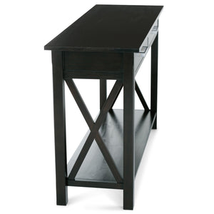 English Elm Kitchener Console Sofa Table - Handcrafted Hickory Brown With Storage & Modern Design Accents B136P159551