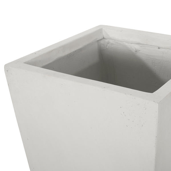 English Elm Ella Handcrafted Cast Stone Outdoor Planter Tapered Architectural Design for Patio 69576.00WHI