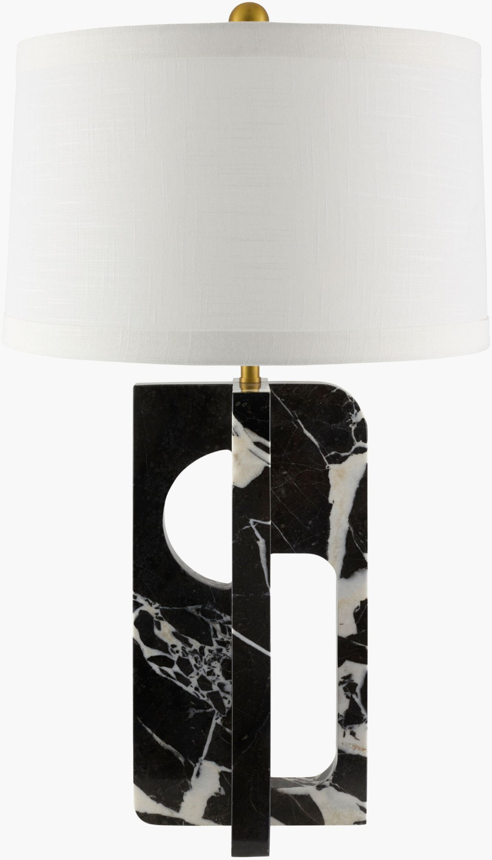 Livabliss Nocturne Natural Marble Arts and Crafts Table Lamp with Linen Shade for Living Rooms NCN-001