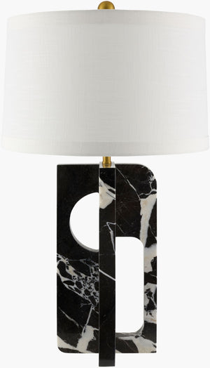 Livabliss Nocturne Natural Marble Arts and Crafts Table Lamp with Linen Shade for Living Rooms NCN-001