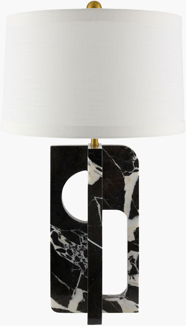 Livabliss Nocturne Natural Marble Arts and Crafts Table Lamp with Linen Shade for Living Rooms NCN-001