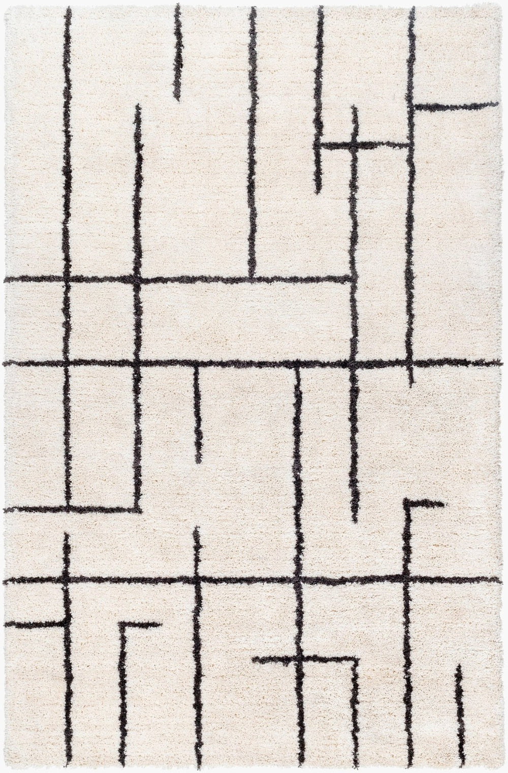Livabliss Nicole Hand Tufted Microfiber Accent Rug Plush High Pile for Entryway or Bedroom Ivory, Charcoal 2' x 3' NCO2301-23