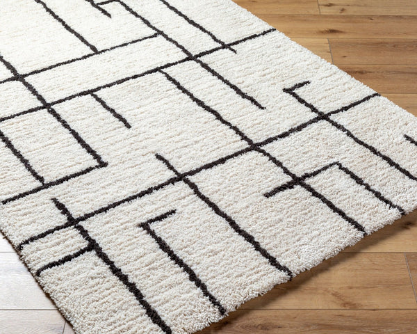 Livabliss Nicole Hand Tufted Microfiber Accent Rug Plush High Pile for Entryway or Bedroom Ivory, Charcoal 2' x 3' NCO2301-23