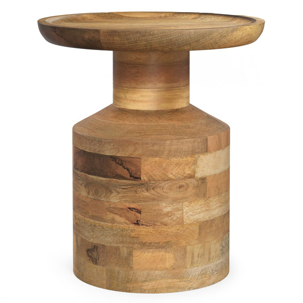 English Elm Haynes Solid Mango Accent Table – Handcrafted Sculptural Wood End Table, Boho Style, Multipurpose Light Brown B136P158440