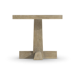 Bernhardt Bernhardt Tribeca Aurum Side Table — Rustic-Modern White Oak Pedestal Accent Table, 24" X 22" 333120
