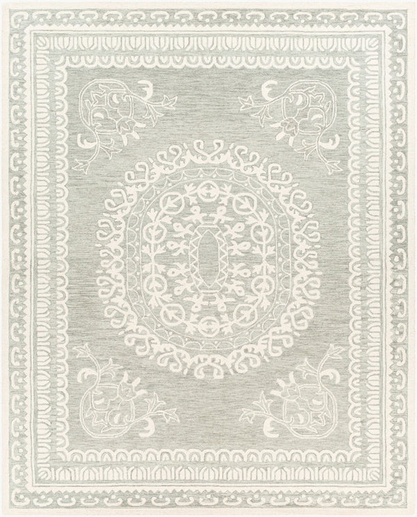 Livabliss Newcastle Hand Tufted Wool Area Rug Traditional Style Soft Pile Entryway Accent Sage, Ivory 8' x 10' NCS2306-810