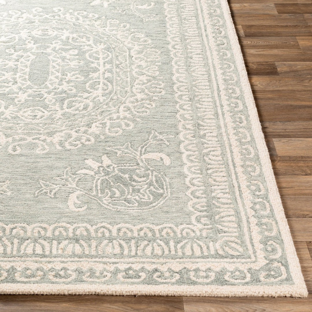 Livabliss Newcastle Hand Tufted Wool Area Rug Traditional Style Soft Pile Entryway Accent Sage, Ivory 5' x 7'6" NCS2306-576