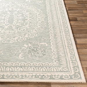 Livabliss Newcastle Hand Tufted Wool Area Rug Traditional Style Soft Pile Entryway Accent Sage, Ivory 5' x 7'6" NCS2306-576