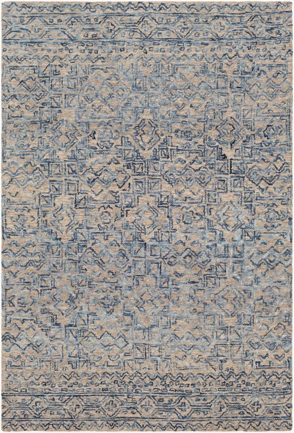 Livabliss Newcastle Hand Tufted Wool Area Rug Global Pattern Soft Pile Accent for Entryway Dark Blue, Blue 5' x 7'6" NCS2308-576