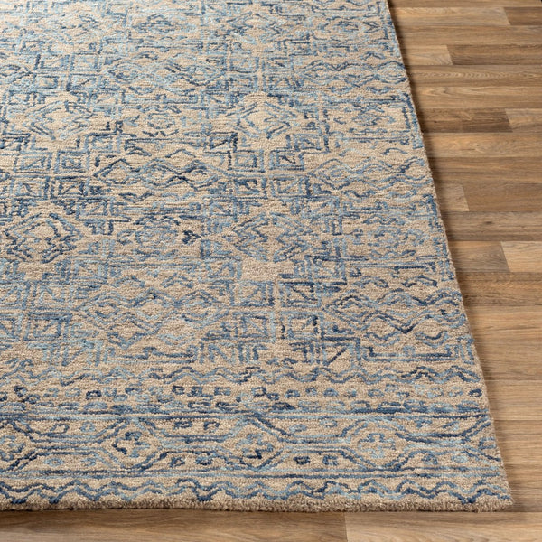 Livabliss Newcastle Hand Tufted Wool Area Rug Global Pattern Soft Pile Accent for Entryway Dark Blue, Blue 5' x 7'6" NCS2308-576