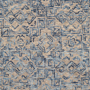 Livabliss Newcastle Hand Tufted Wool Area Rug Global Pattern Soft Pile Accent for Entryway Dark Blue, Blue 5' x 7'6" NCS2308-576