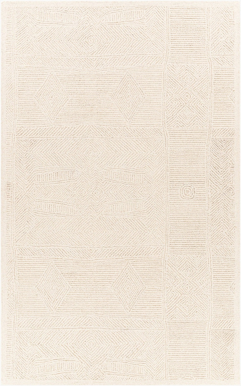 Livabliss Newcastle Handtufted Wool Area Rug with Carved High Low Pile for Entryway or Bedroom Cream 9' x 12' NCS2314-912