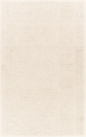 Livabliss Newcastle Handtufted Wool Area Rug with Carved High Low Pile for Entryway or Bedroom Cream 9' x 12' NCS2314-912